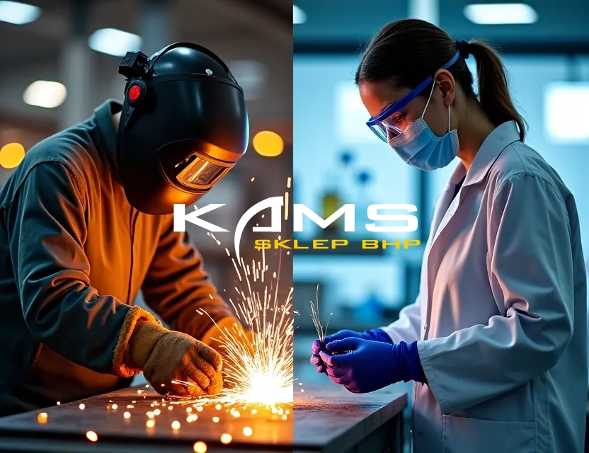 odzież ochronna, spawacze, chemicy, bezpieczeństwo, kask spawalniczy, rękawice ochronne, kamizelka, buty ochronne, laboratori